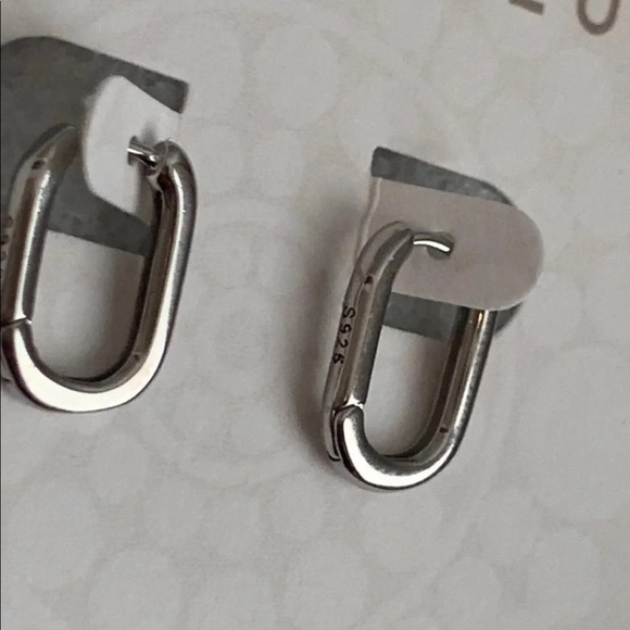 COPY - Sterling Silver Oval Hoop Huggie Earrings Brand New - Picture 4 of 4